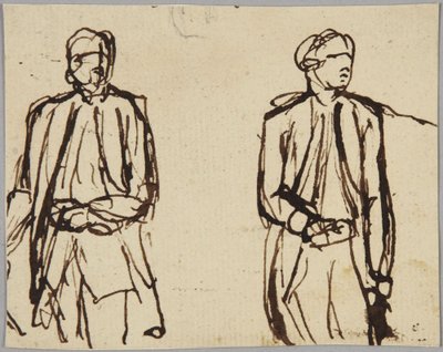 Dwie stojące postacie męskie autorstwa George Romney