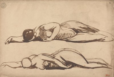 Dwa studia przedstawiające kobietę leżącą, prawdopodobnie św. Cecylię autorstwa George Romney
