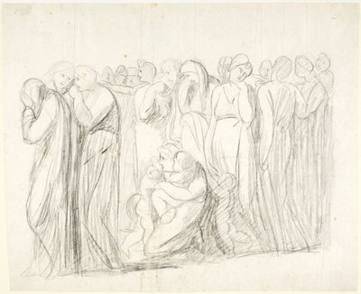 Płaczące kobiety i dzieci: szkic do obrazu „Oskarżenie Zuzanny”; Verso: studia postaci autorstwa George Romney