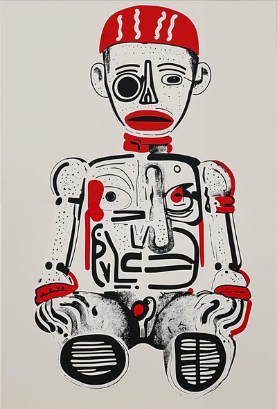 "Cyfrowy totem", 2024 (akryl na płótnie) autorstwa George Rosaly