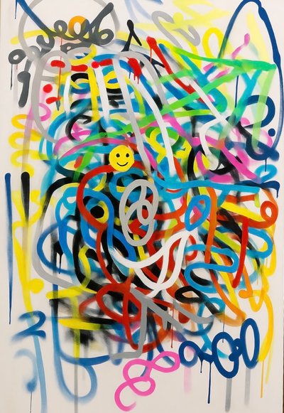 Mind Folded, 2025 (akryl na płótnie) autorstwa George Rosaly