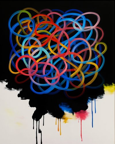 Tangled Harmony, 2025 (akryl na płótnie) autorstwa George Rosaly