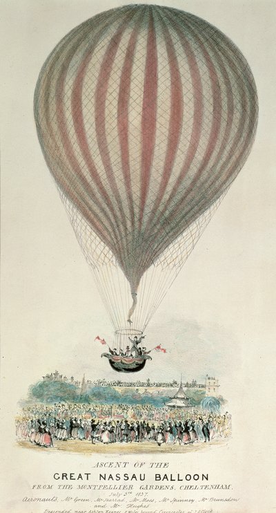 Wejście na Wielki Balon Nassau, Ogrody Montpellier, 3 lipca 1837 r. autorstwa George Rowe