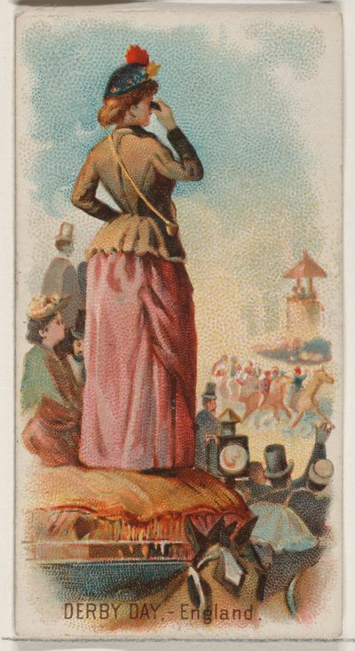 Derby Day, Anglia, z serii Holidays N80 dla papierosów marki Duke, 1890., 1890. autorstwa George S. Harris and Sons