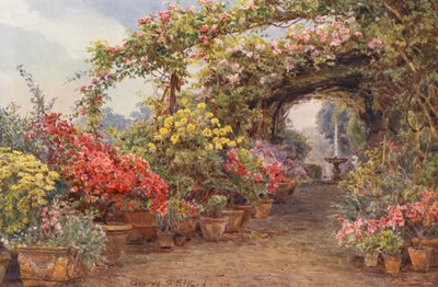 Włoskie ogrody: A Florentine Terrace (kolorowa litografia) autorstwa George Samuel Elgood