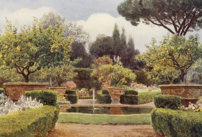 Włoskie ogrody: Parter, Villa Colonna (kolorowa litografia) autorstwa George Samuel Elgood