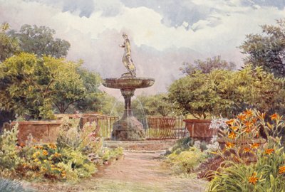 Włoskie ogrody: Villa Amari, Fontanna (kolorowa litografia) autorstwa George Samuel Elgood