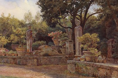 Włoskie ogrody: Villa Piatti (kolorowa litografia) autorstwa George Samuel Elgood