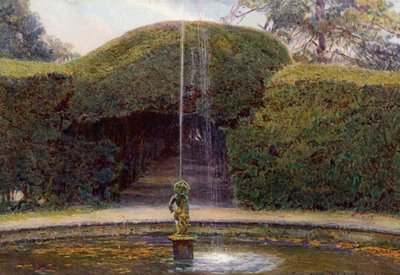 Mroczna altana w Melbourne Hall, Derbyshire (kolorowa litografia) autorstwa George Samuel Elgood