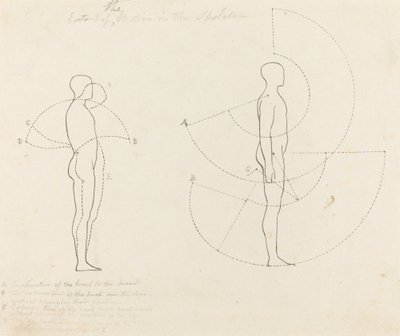 Zakres ruchu pokazany na dwóch rysunkach autorstwa George Scharf after John Flaxman