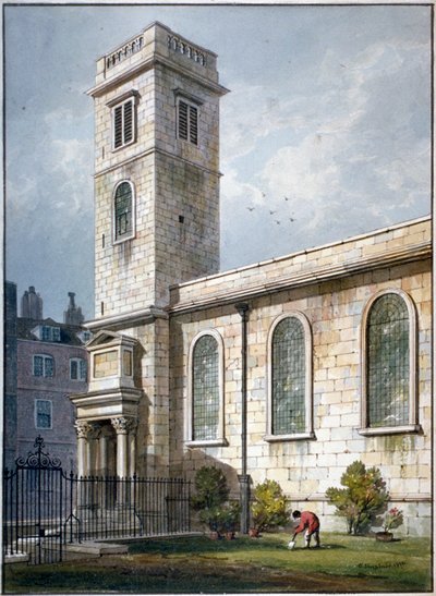 Kościół All Hallows, Lombard Street, Londyn, 1811 autorstwa George Shepherd