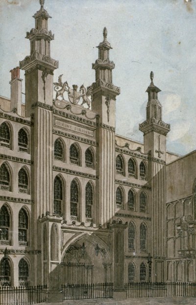 Południowo-zachodni widok frontu Guildhall, City of London, 1810 autorstwa George Shepherd