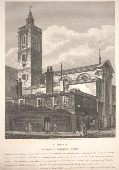 St. Dionis, Backchurch, Fenchurch Street, grawerowane przez Williama Wise autorstwa George Shepherd