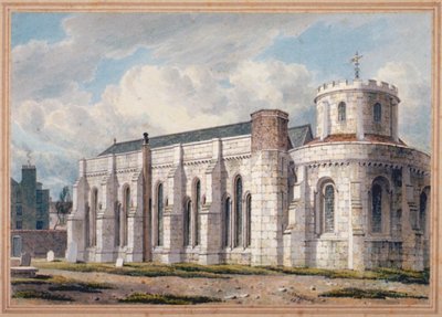 Widok kościoła Temple z drugiej strony cmentarza, City of London, 1811 autorstwa George Shepherd