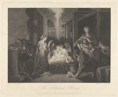 Zachodnie okno kaplicy, New College Oxford: ofiara pasterza, szopka autorstwa George Siegmund Facius