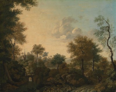 Widok rzekomo w pobliżu Arundel, Sussex, z postaciami na pasie autorstwa George Smith