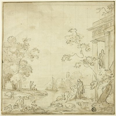 Scena portowa z postaciami, świątynia autorstwa George Smith of Chichester