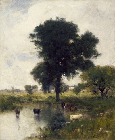 Bydło w basenie (Letni krajobraz), 1880 autorstwa George Snr. Inness