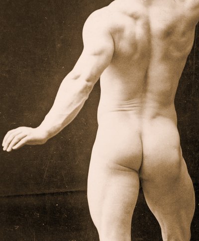 Eugen Sandow, w klasycznej antycznej grecko-rzymskiej pozie, fragment DGC 1073442 c.1894 bw zdjęcie autorstwa George Steckel