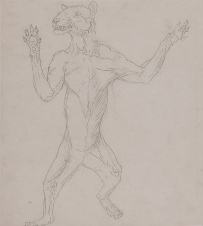 Anatomiczne porównanie budowy ludzkiego ciała z ciałem tygrysa i ptactwa domowego:  Ciało tygrysa, stojące w ludzkiej postawie autorstwa George Stubbs