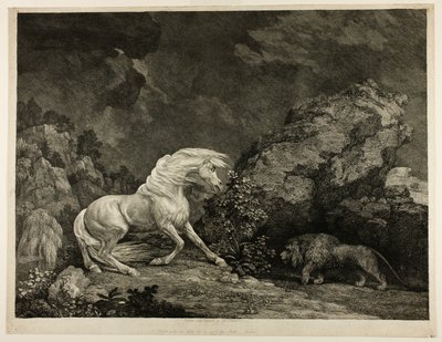 Koń przestraszony przez lwa autorstwa George Stubbs