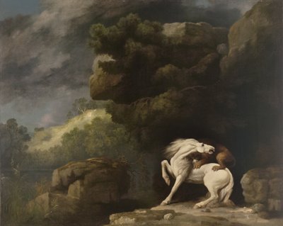 Lew atakujący konia, 1770 autorstwa George Stubbs
