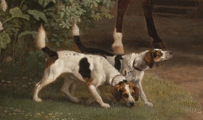 Szczegół: William Henry Cavendish Bentinck, 3. książę Portland przed stajniami jeździeckimi opactwa Welbeck, 1766-7 autorstwa George Stubbs