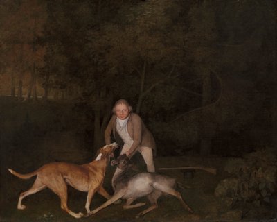 Freeman, gajowy hrabiego Clarendon, z umierającą łanią i psem autorstwa George Stubbs