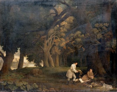 Scena w lesie (olej na płótnie) autorstwa George Stubbs