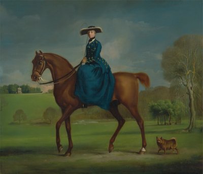 Hrabina Coningsby w stroju polowania na Charltona, ca. 1760. autorstwa George Stubbs