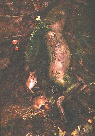 Myszy polne u podnóża drzewa, 1876 autorstwa George Thomas Rope