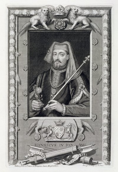 Henryk IV (1367-1413) król Anglii od 1399, po obrazie w Hampton Court, rytowanym przez artystę autorstwa George Vertue