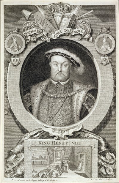 Henryk VIII (1491-1547), po obrazie w Galerii Królewskiej w Kensington autorstwa George Vertue