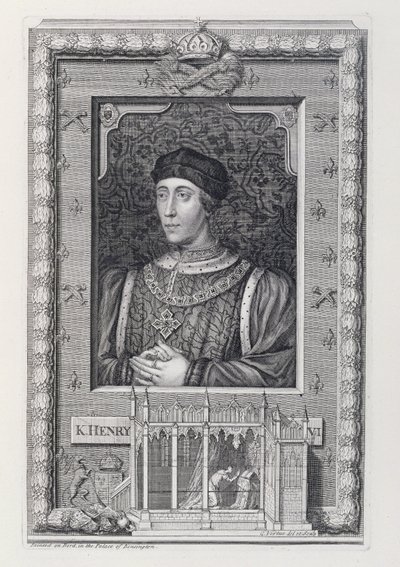Henryk VI (1421-71) król Anglii 1421-66 i 1470-71, według portretu w Pałacu Kensington, rytowany przez artystę autorstwa George Vertue