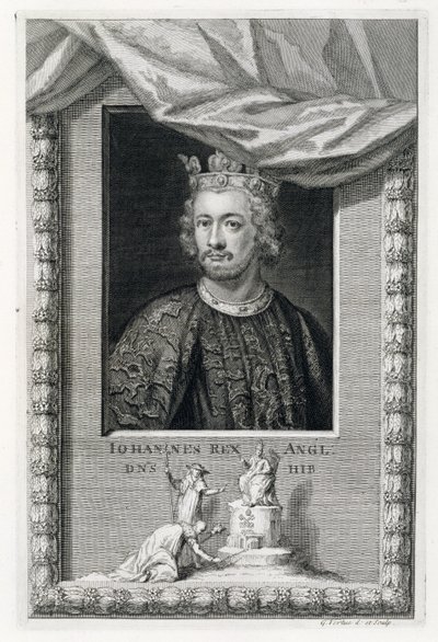 Jan (1167-1216) król Anglii z 1199 roku, sztychowany przez artystę (rycina) autorstwa George Vertue