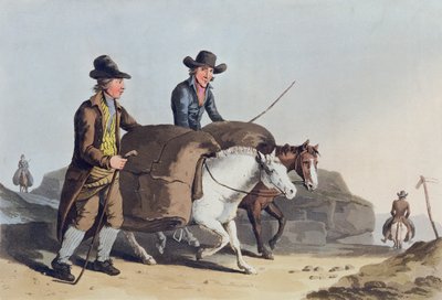Producenci sukna zabierający sukno na targ, z „Kostium Yorkshire” rytowanego przez Roberta Havella (1769-1832) 1814 autorstwa George Walker