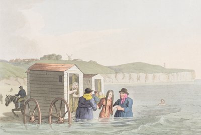 Kąpiel morska w zatoce Bridlington, z książki "Costumes of Yorkshire" autorstwa George