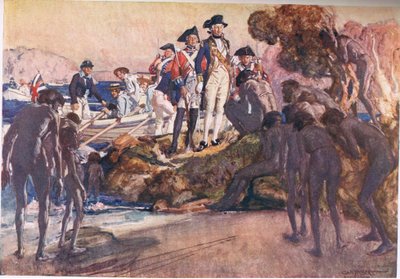 Gubernator Phillip w Sydney Cove (kolor lito) autorstwa George Washington Lambert