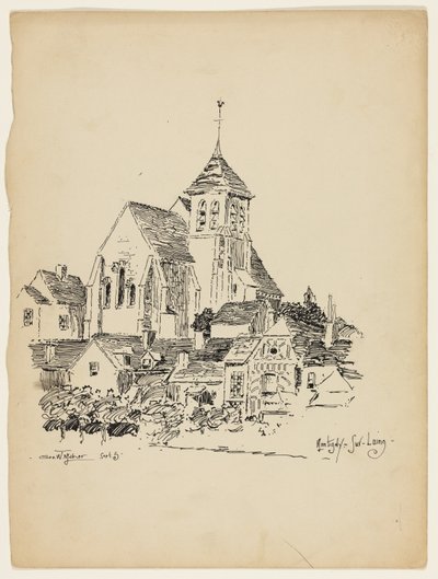 Kościół w Montigny-Sur-Loing, Francja, Szkic podróży autorstwa George Washington Maher