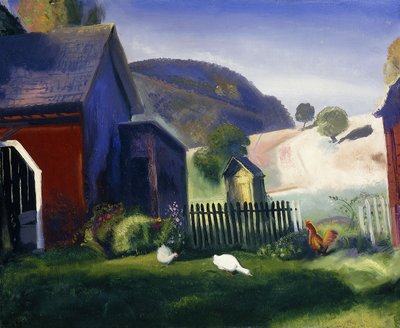 Podwórko i kurczaki, 1924 autorstwa George Wesley Bellows