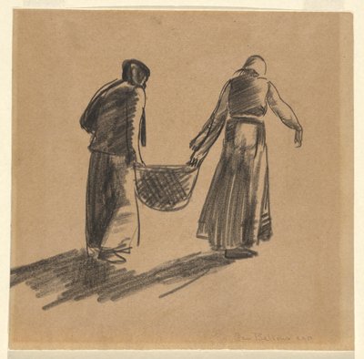 Kobieta z koszykiem i okładką z instrukcją nadruku autorstwa George Wesley Bellows