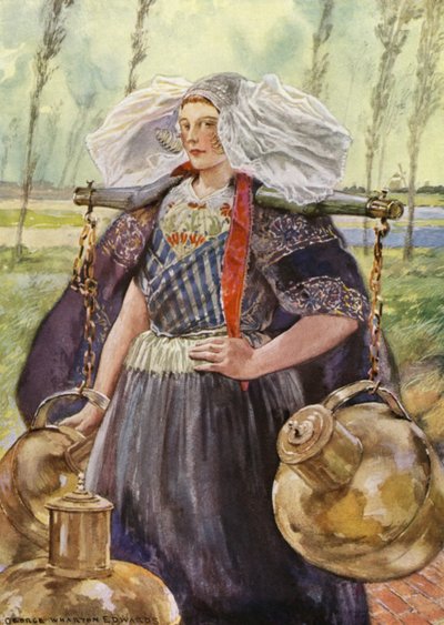 Zeeland Milkmaid (kolor lito) autorstwa George Wharton Edwards