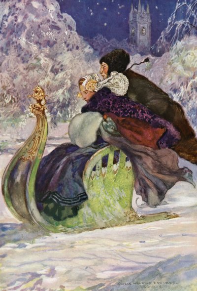 Antyczne sanie pchane, Friesland (kolor lito) autorstwa George Wharton Edwards