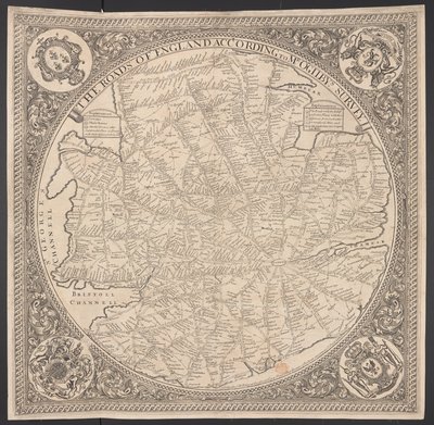 Mapa dróg pocztowych w okolicach Londynu autorstwa George Willdey