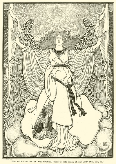 Niebiańskie Wrota Otwarte (Grawerowanie) autorstwa George Woolliscroft Rhead