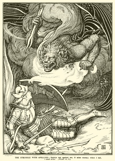 Walka z Apollyonem (grafika) autorstwa George Woolliscroft Rhead