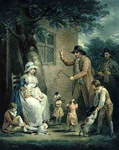 Tańczące psy, ryt. Thomas Gaugain (1748-1812), wyd. T. Philipe, 1796 (grafika punktowana) (para 125548) autorstwa George after Morland