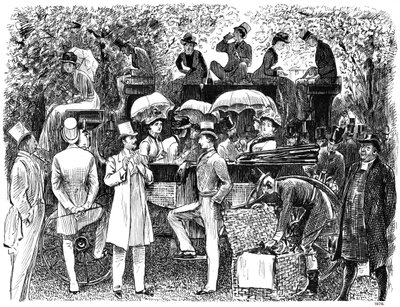 Wspomnienie Lords Cricket Ground Eton kontra Harrow, 1878 1891 autorstwa George du Maurier