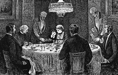 Rodzina z wyższej klasy przy stole autorstwa George du Maurier