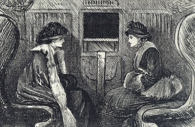 Kreskówka przedstawiająca pasażerów w londyńskim metrze autorstwa George du Maurier